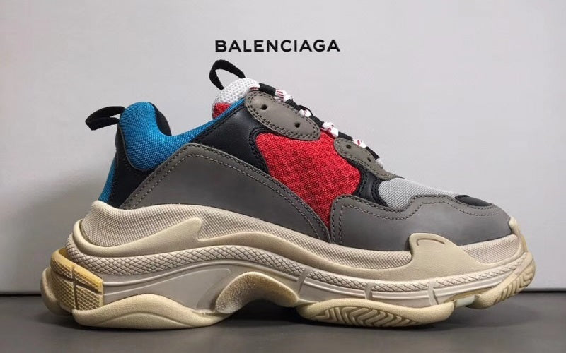 BALENCIAGA TRIPLE-S BLUE RED GREY BEIGE - shirtsshoesandmore