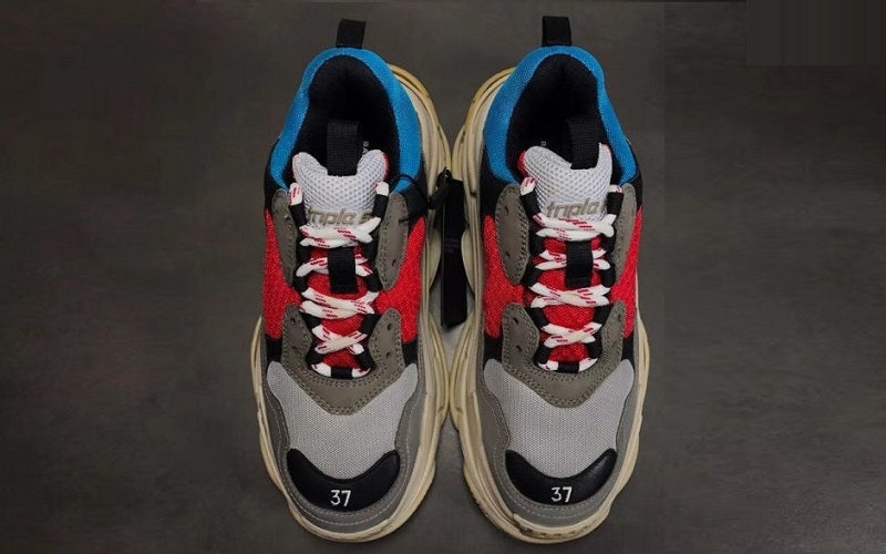 BALENCIAGA TRIPLE-S BLUE RED GREY BEIGE - shirtsshoesandmore