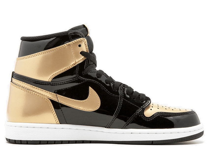 Nike Air Jordan 1 High Retro Patent Gold Toe - shirtsshoesandmore