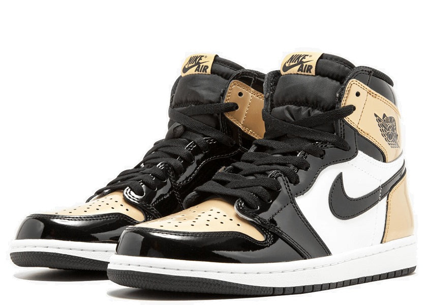 Nike Air Jordan 1 High Retro Patent Gold Toe - shirtsshoesandmore