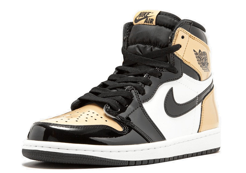 Nike Air Jordan 1 High Retro Patent Gold Toe - shirtsshoesandmore